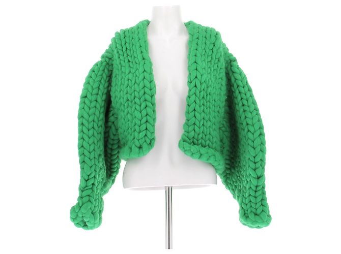 Autre Marque Grüner Grobstrick-Cardigan