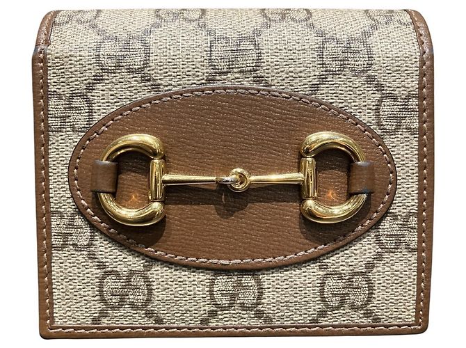 Gucci Horsebit Bi-fold Geldbörse Braun Beige