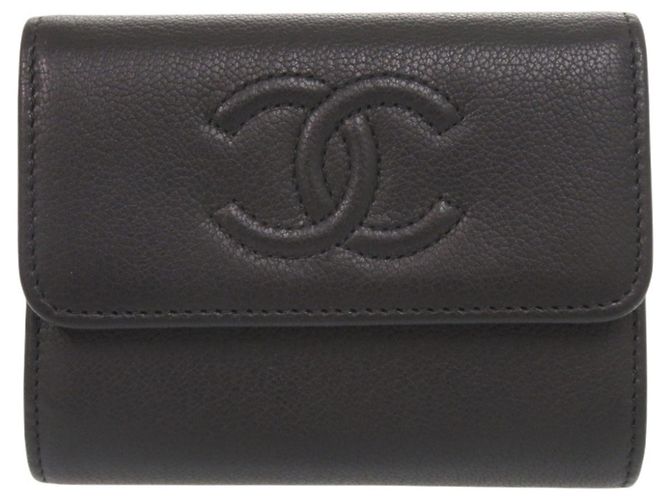 Chanel Coco Mark Leather Card Case Black