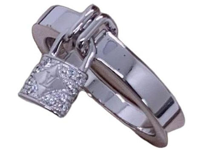 Anello Louis Vuitton Lockit in Oro Bianco e Diamanti Argento