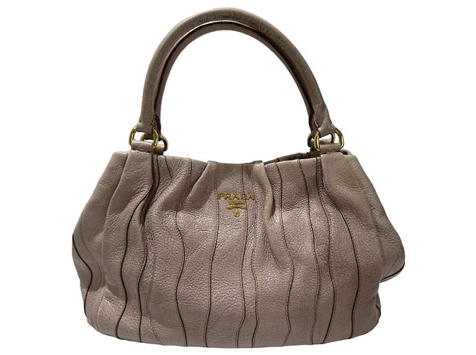 Prada Waves Handtasche Cervo Leder - Beige Rosa Glitter Pink Gold hardware