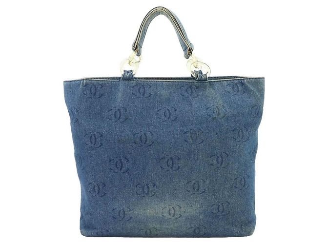 Chanel Denim Blue Tote Handbag Blau