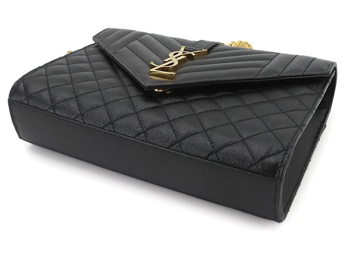 Bolsa de Ombro Saint Laurent Envelope Medium Chain Preto