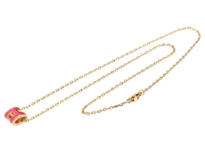 Hermès Collar Hermes Mini Pop H en oro rosa Dorado