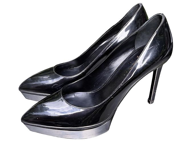 Saint Laurent Black Patent Leather Platform Pumps