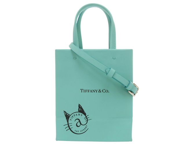 Tiffany & Co. Mini Shopping Tote Lederhandtasche Hellblau