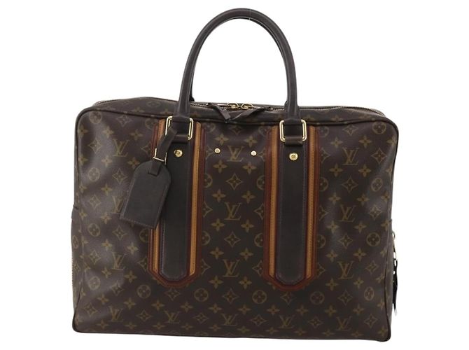 Louis Vuitton Bequia Porte Document Geant Monogram Canvas with Leather Marrom