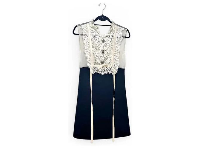 Miu Miu Schwarz-weißes Kleid aus Polyester