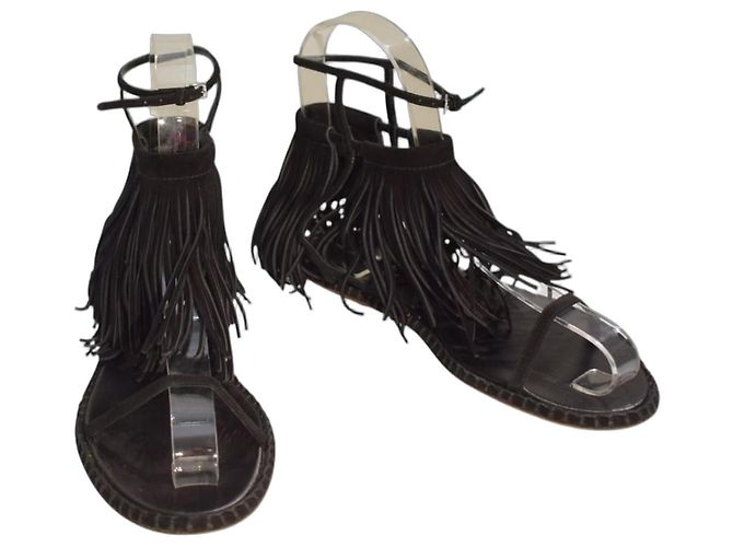 Miu Miu Schwarze Wildleder Gladiator-Sandalen