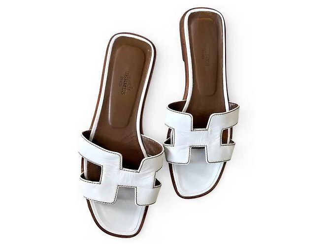 Oran Sandali in pelle bianca Hermès Bianco