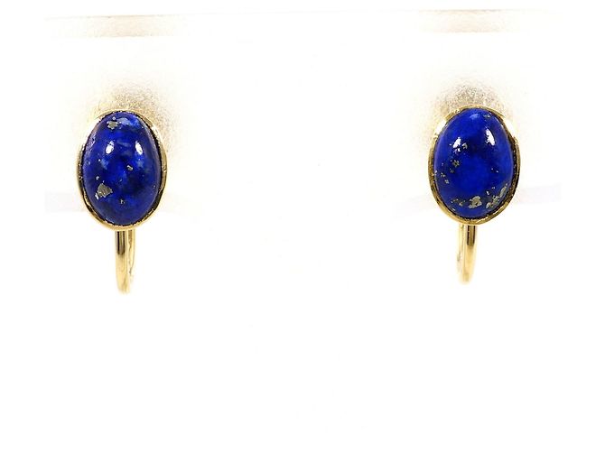 Autre Marque Orecchini a clip in oro giallo 18K con lapislazzuli D'oro