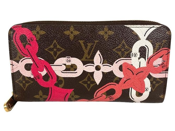 Louis Vuitton Monogram Bay Chain Print Zippy Wallet Braun Pink