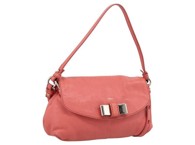 Chloé Bolsa Chloe Lily em couro 2way Rosa Ouro Auth 200938A Dourado