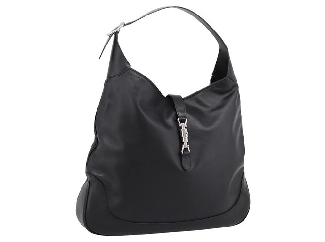 Borsa a tracolla GUCCI Jackie in pelle 2way Nera Argento 764202 Auth SW2671SAM Nero