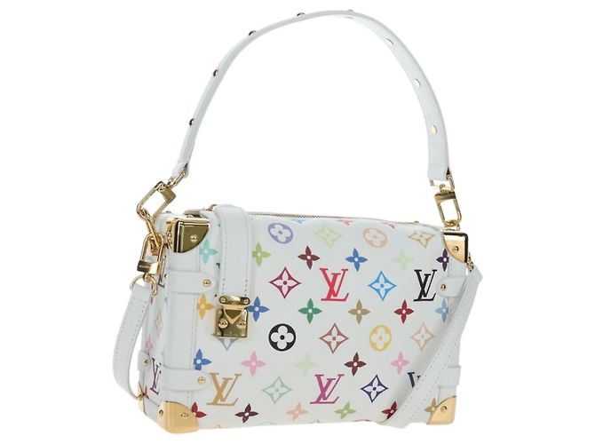 Borsa LOUIS VUITTON Monogram Multicolor Side Trunk MM Bag White M14046 Auth 199130SM Bianco