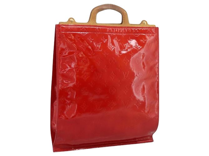 LOUIS VUITTON Monogram Vernis Stanton Hand Bag Red M91078 LV Auth 197637 Rouge