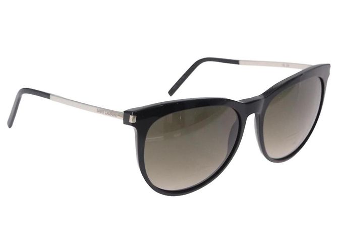 SAINT LAURENT Sunglasses Plastic Black Silver Auth BA15311 Silvery