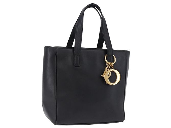 Borsa Christian Dior in pelle nera e oro Auth 197734 Nero D'oro