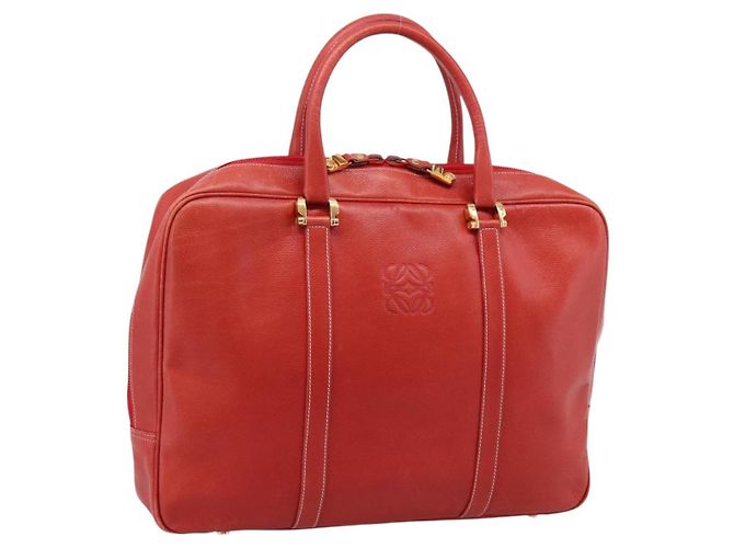 Bolsa Business LOEWE em couro vermelho e ouro Auth 197616 Dourado