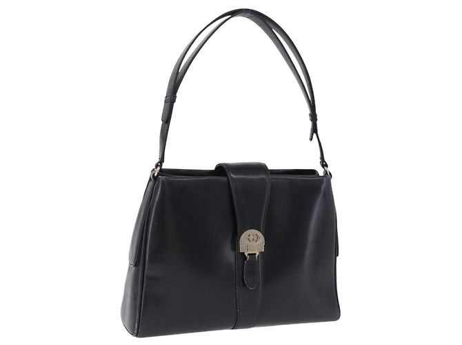 Borsa a tracolla GUCCI in pelle nera e oro Auth 199689 Nero D'oro