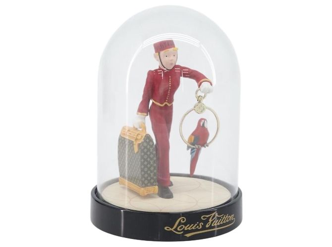 LOUIS VUITTON Pageboy Snow Globe Glass Red Clear LV Auth 196889A