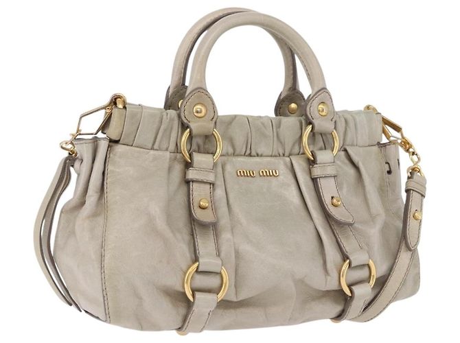 Miu Miu Handtasche Vitellolux 2way Beige Gold Auth 200264V Golden