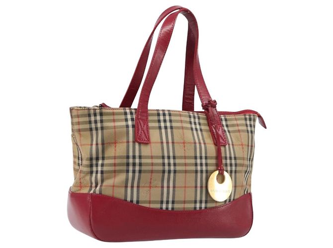 BURBERRY Nova Check Handtasche Canvas Beige Gold Auth 200887 Golden