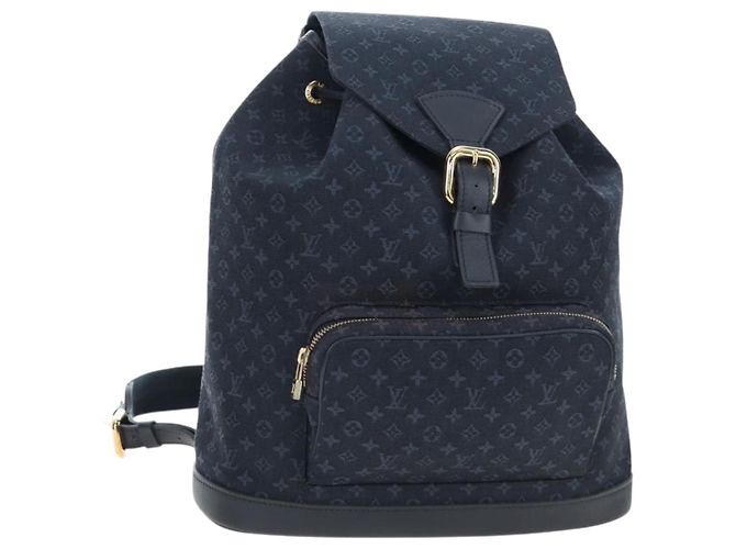 LOUIS VUITTON Monogram Mini Montsouris GM Backpack TST Blue M92455 Auth 198542V