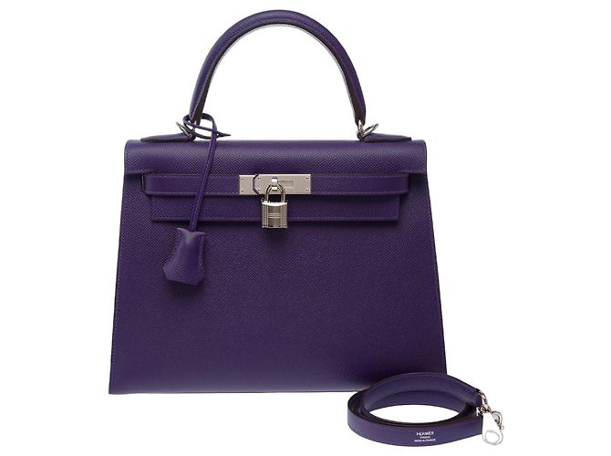 Hermès mala HERMES Kelly 28 em Couro Violeta - 103871 Roxo