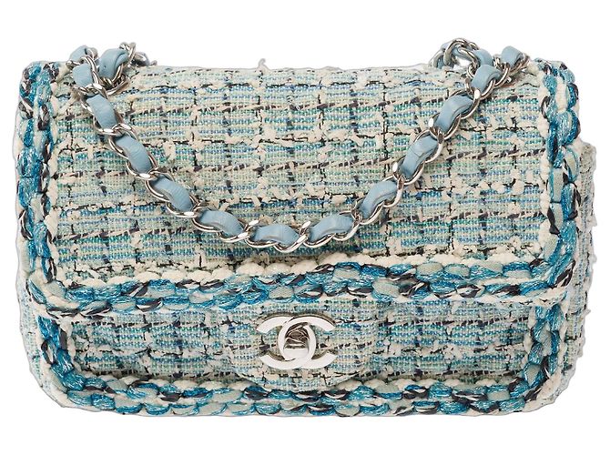 Borsa CHANEL Timeless/Classique in Tweed Blu - 103865