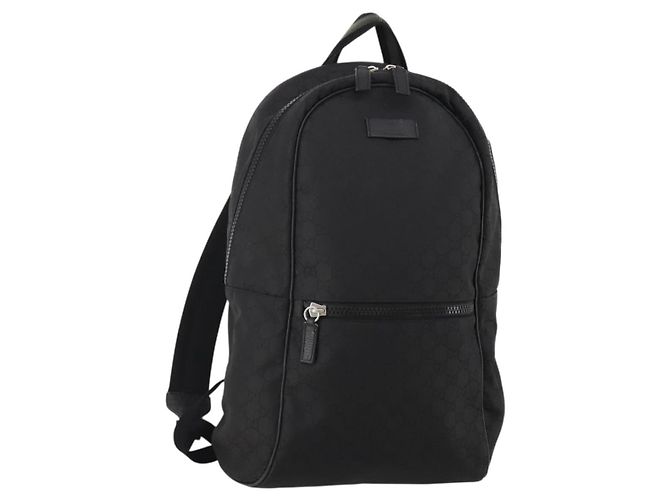 GUCCI GG Canvas Backpack Black Silver 449181 Auth BA14948 Silvery