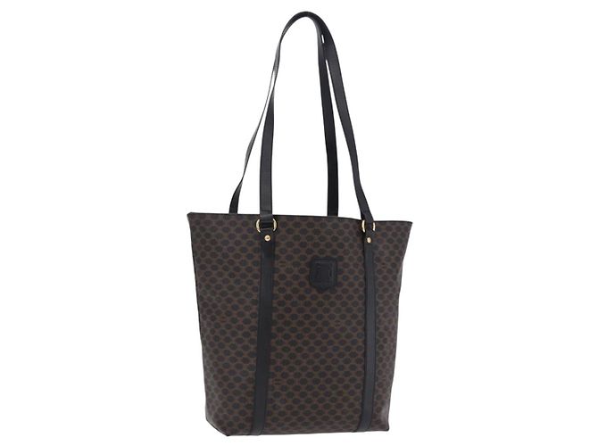 Céline Borsa a tracolla CELINE Macadam Canvas PVC Leather Black Gold Auth 197880V Nero D'oro