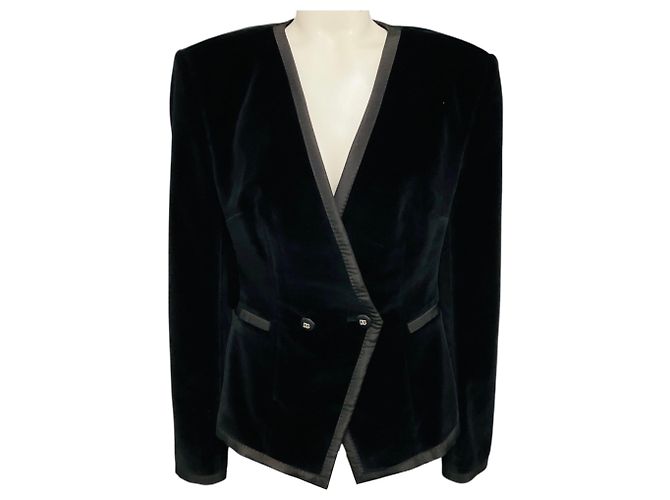 Dolce & Gabbana schwarzer Samt-Blazer mit DG-Logo-Knöpfen