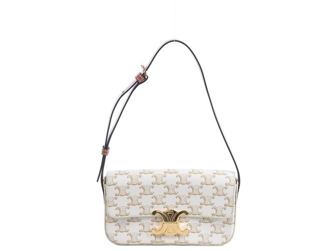 Céline Bolsa de ombro Celine Triomphe Claude em PVC e couro Bege