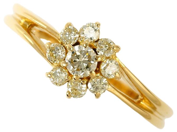 Autre Marque Ehering aus 18K Gelbgold mit Diamanten Golden