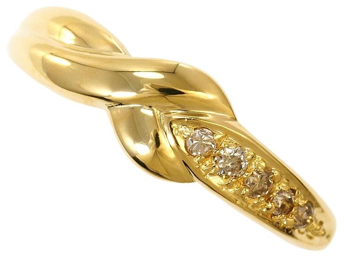 Autre Marque Anel aliança em ouro amarelo 18K com diamante Dourado