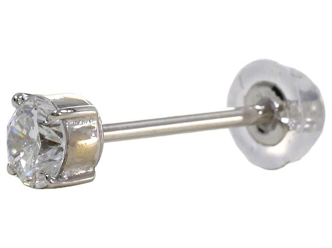 Autre Marque Pendientes de botón de platino y diamante