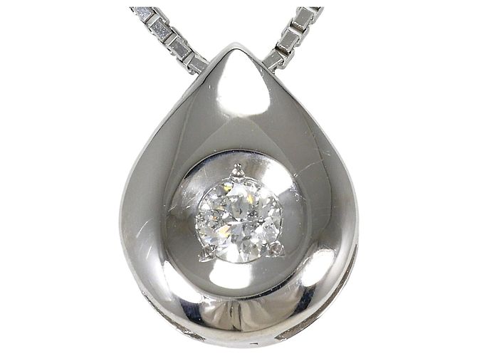 Autre Marque Platinhalskette mit Diamantanhänger