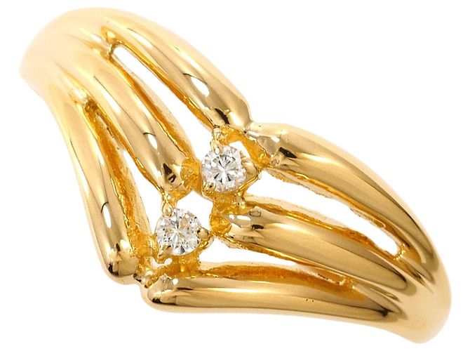 Autre Marque Ehering aus 18K Gelbgold mit Diamanten Golden