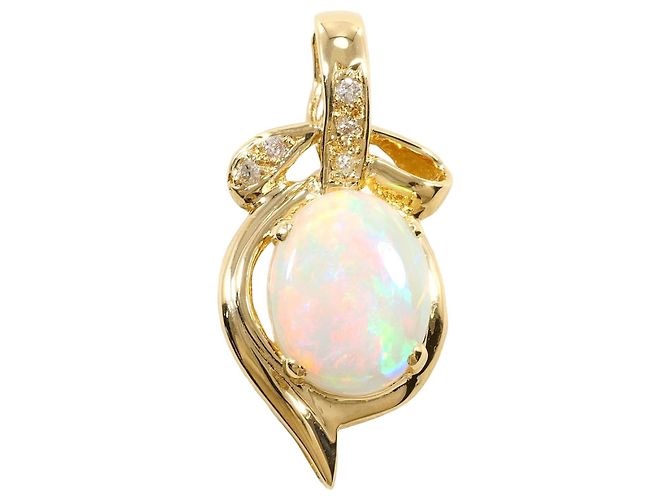 Autre Marque Pendente in oro giallo 14K con opale e diamante D'oro