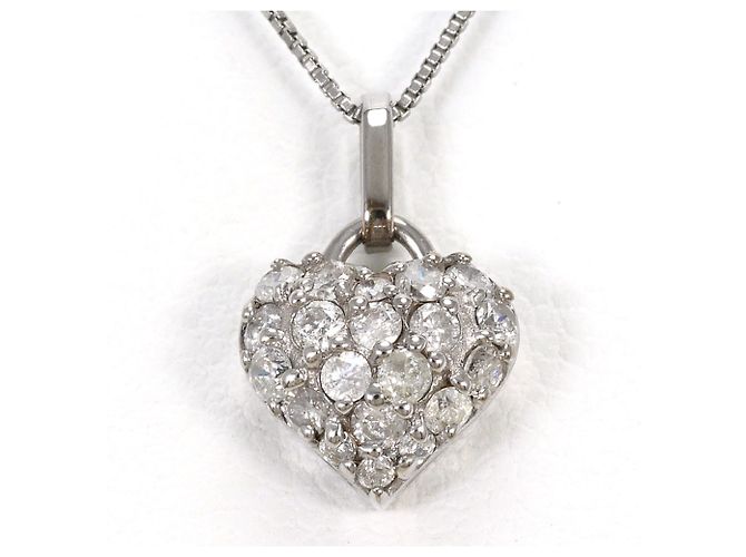 Autre Marque Collar de oro blanco 18K con diamante Dorado