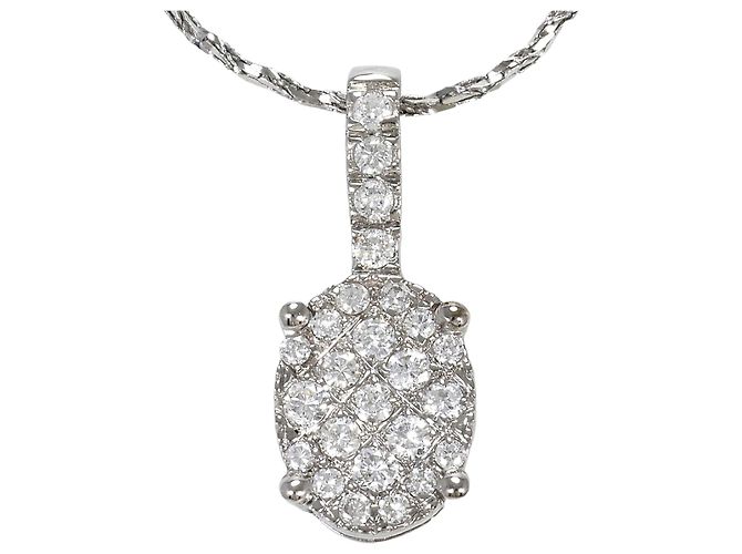 Autre Marque Collar de oro blanco 18K con diamante Dorado