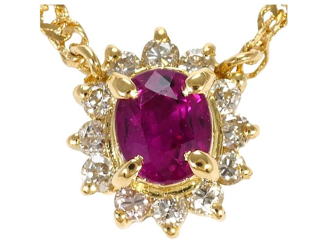 Autre Marque Collana in oro giallo 18K con rubino e diamante D'oro