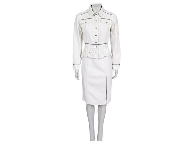 Christian Dior Structured White Jacket Skirt Suit Sz.M Pre-owned
