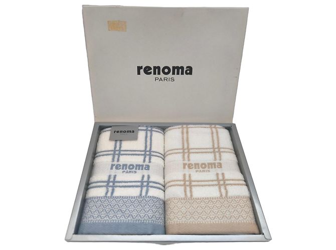 Autre Marque Renoma Paris Handtuch Set (2er Pack) Weiß Blau Hellbraun