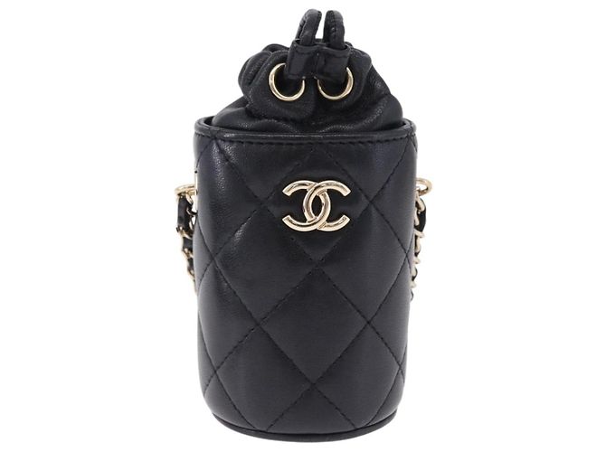 Chanel Drawstring Bucket with Chain Quilted Lambskin Mini Nero