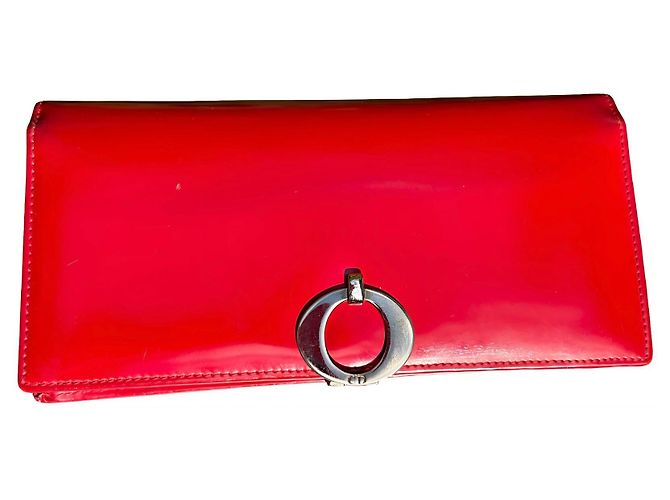 Christian Dior 1990s Red Patent Leather Wallet