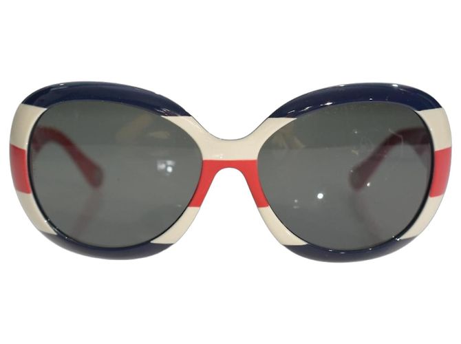 Dolce & Gabbana D&G 8058 Nautical Striped Oversized Sunglasses White Red Blue