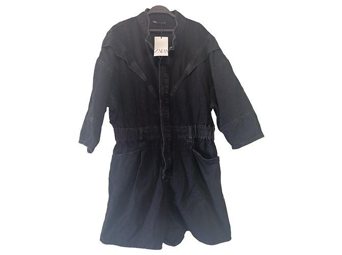 Zara Black Denim Short Jumpsuit