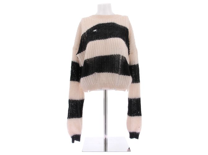 Zadig & Voltaire Mohair-Pullover in Creme und Schwarz